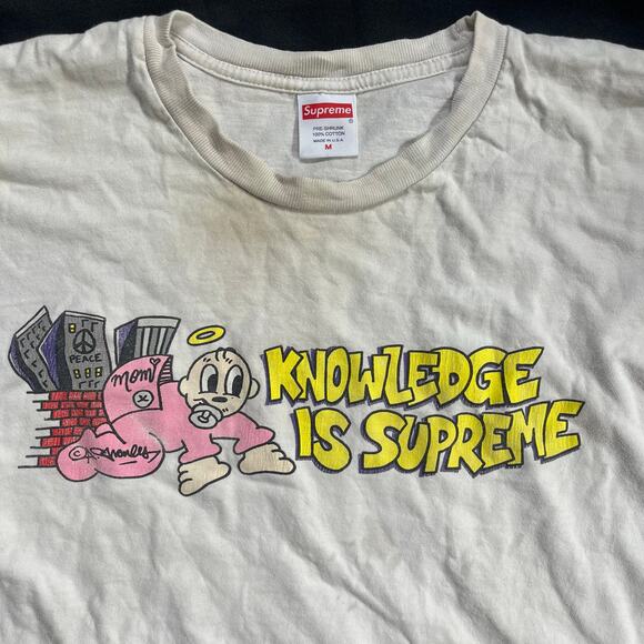 Supreme Knowledge Is Supreme T-Shirt White SS22 Medium Rare Graphic Tee - Used - Picture 5 of 7